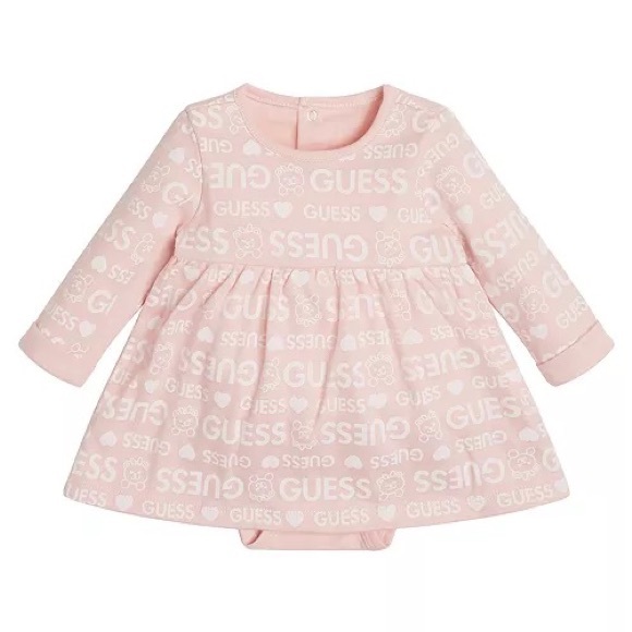 Guess Other - GUESS Baby Girls Allover Log Print Interlock Jersey Bodysuit Dress